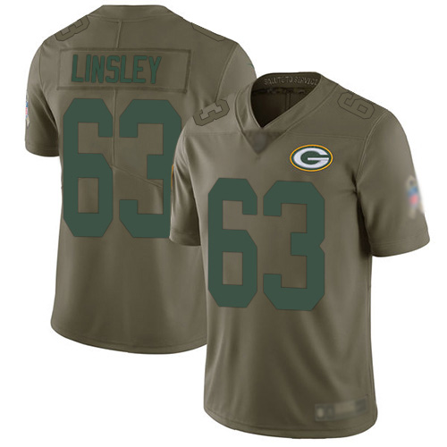 Green Bay Packers Limited Olive Men #63 Linsley Corey Jersey Nike NFL 2017 Salute to Service->green bay packers->NFL Jersey